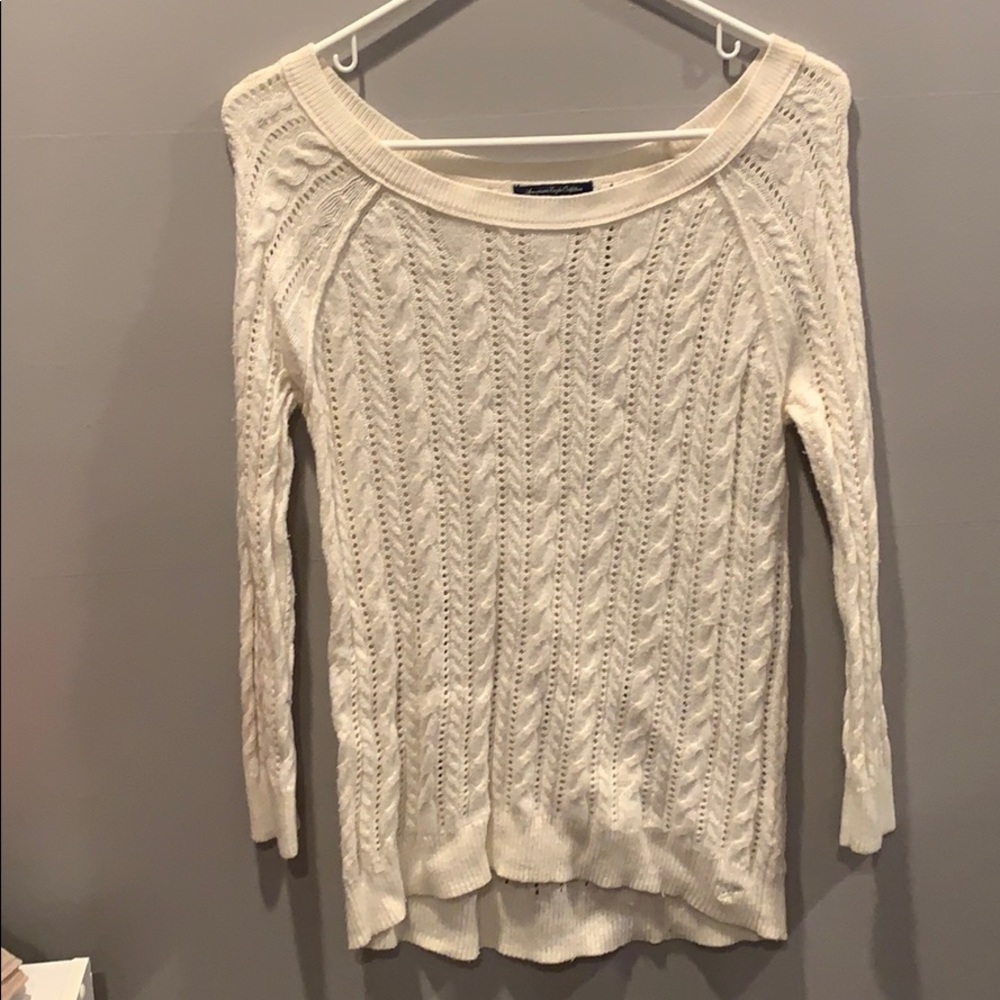 Long sleeve white sweater